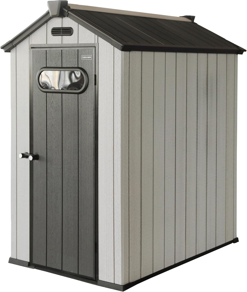 Olsen and Smith Outdoor Garden Storage Shed 4x6 FT With Lockable Door Including Padlock For Garden Tools, Lawnmower, Bikes and more, 125x187x205cm, Beige