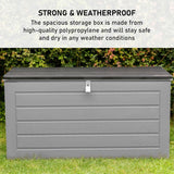 Olsen & Smith 680L MASSIVE Capacity Outdoor Garden Storage With Padlock Box Plastic Shed - Weatherproof & Sit On with Wood Effect Chest (680L, Anthracite)