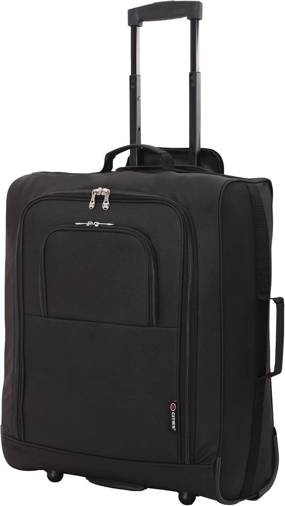 Set of 2 British Airways Jet 2 & easyJet Plus/Flexi 56x45x25cm Maximum Cabin Hand Luggage Approved Trolley Bag, Huge 60L Capacity, Black