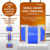 MiniMax 45x36x20cm 29L Kids Ride-On Suitcase 4PCS Set Inc Drawstring Bag, Neck Pillow & 50+ Personalisation Stickers, EasyJet Max Size Childrens Rolling Hand Luggage 6 Year Guarantee (Blue)