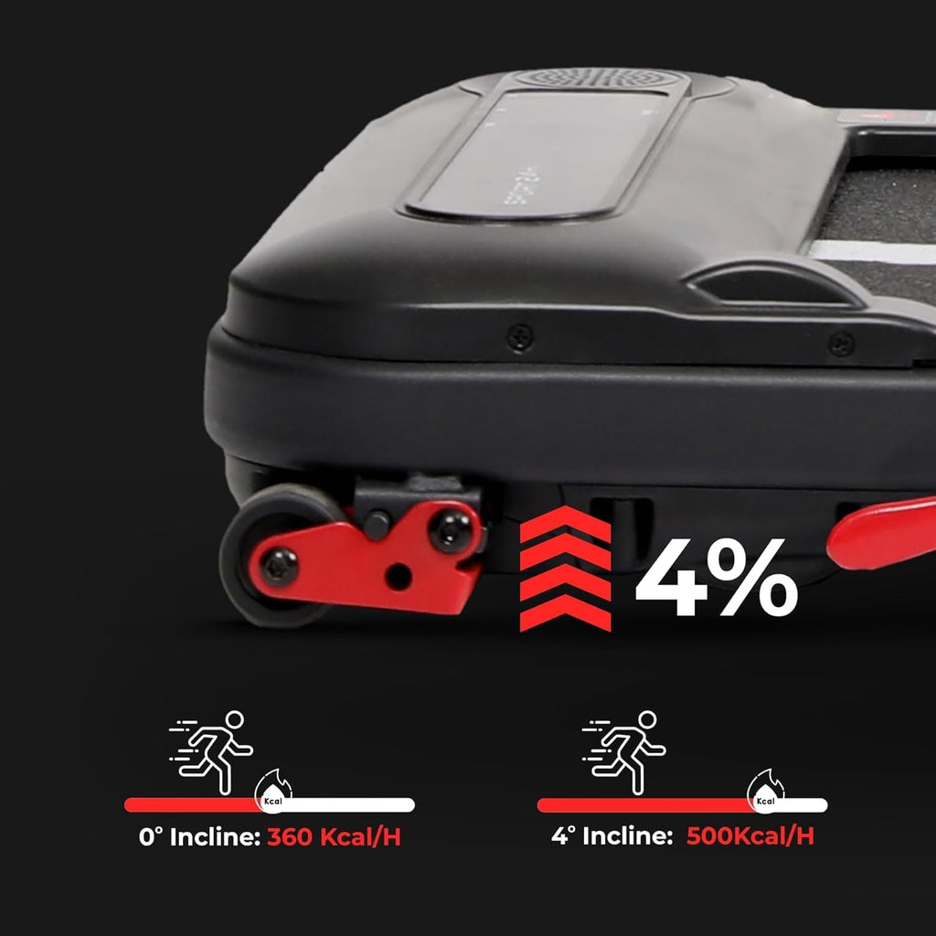 Sports24 Walking Pad Treadmill, Foldable with Incline 120kg Capacity, Bottle Holder, App, Speaker, Under Desk Running Machine for Home with Handle LED Display 1-12km/h, Low Noise 2.5HP Remote Control