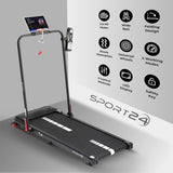 Sports24 Walking Pad Treadmill, Foldable with Incline 120kg Capacity, Bottle Holder, App, Speaker, Under Desk Running Machine for Home with Handle LED Display 1-12km/h, Low Noise 2.5HP Remote Control