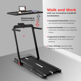 Sports24 Home Folding Treadmill, 1-16km/h 5 in 1 Foldable, Auto-Incline Running Machine, 120kg Limit, Bottle Holder, Apps, Speaker, Work Tray, Handle, LED Display, 4.5HP Quiet Motor, Remote Control