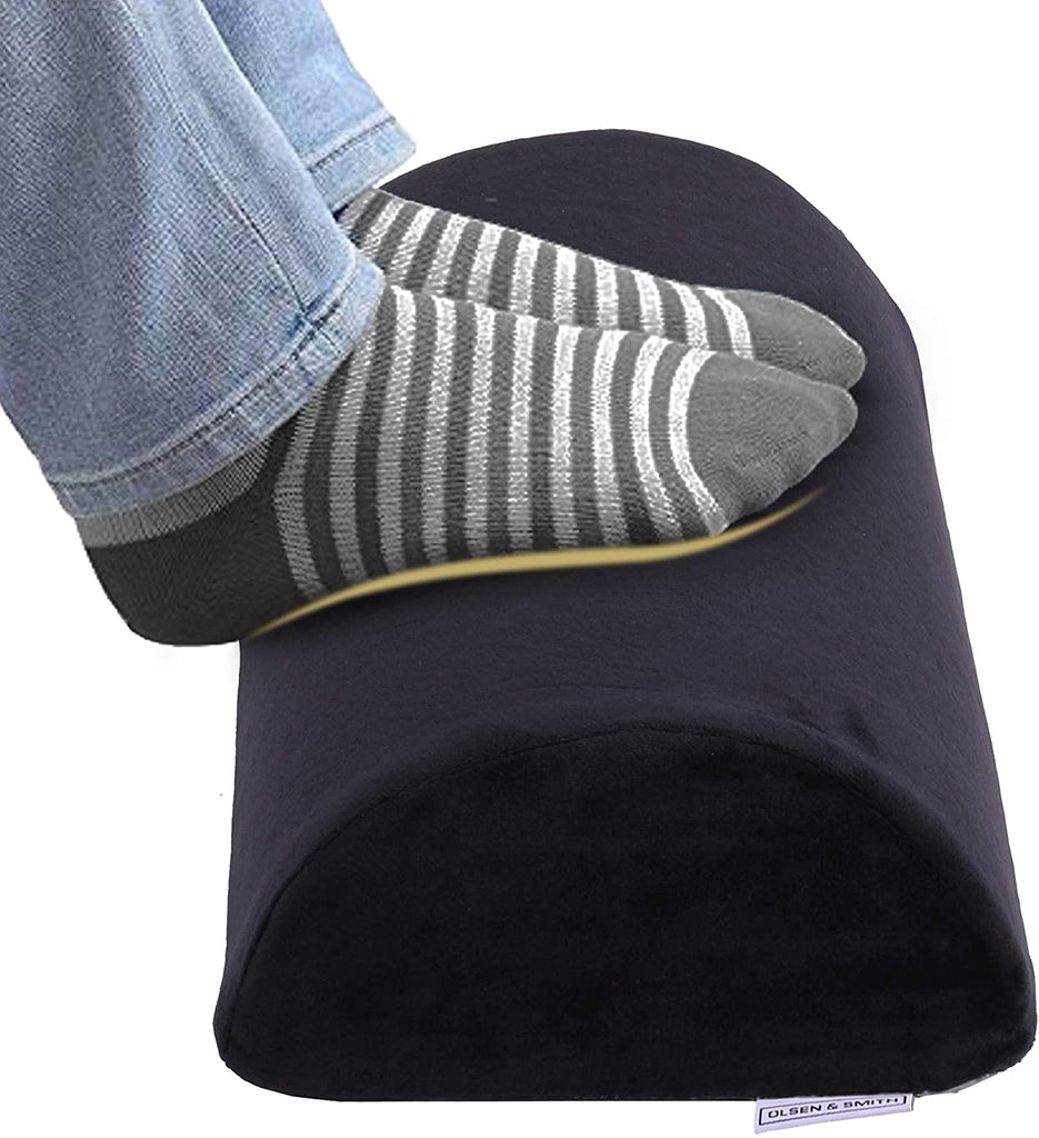 Olsen & Smith Ergonomic D Shape Memory Foam Neck Lower Back Knee Legs Foot Rest Cushion Pillow Under Desk Footrest for Home Work Office Chair, Black