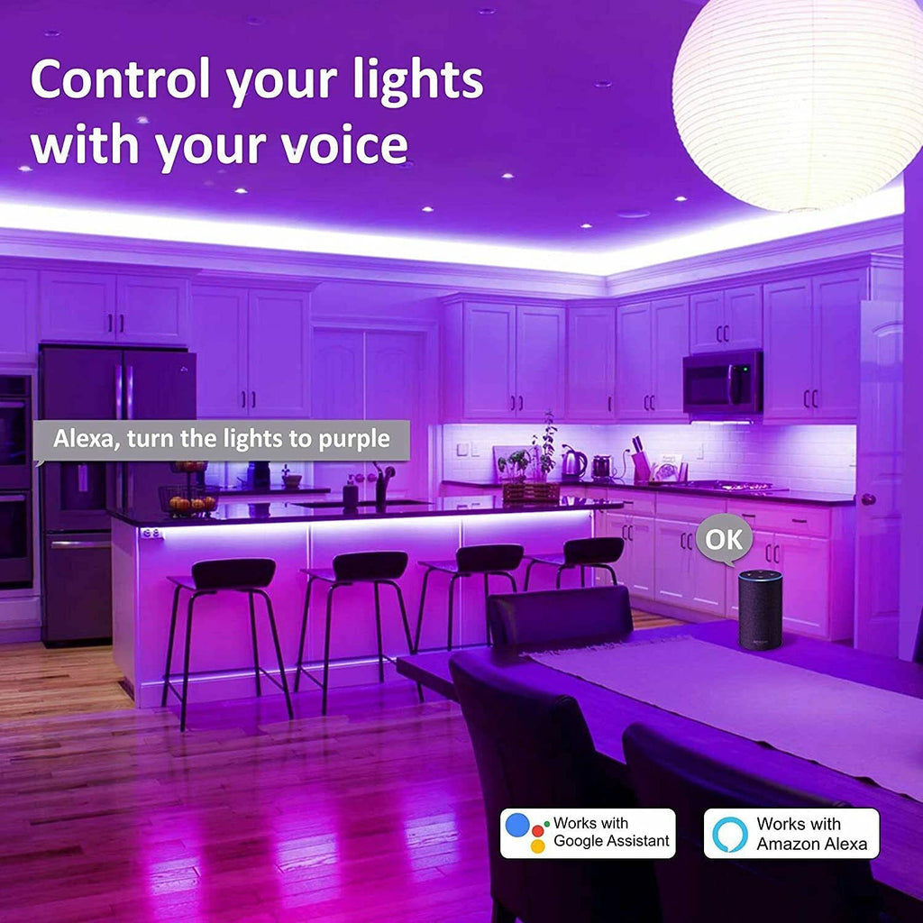 Smart LED Light Strips 5m Colour Changing Music Sync Mood Lights TV Glow Bedroom Living Room Ambiance Party Lighting with Alexa Google Home Bluetooth WiFi App & Remote Control Timer Function