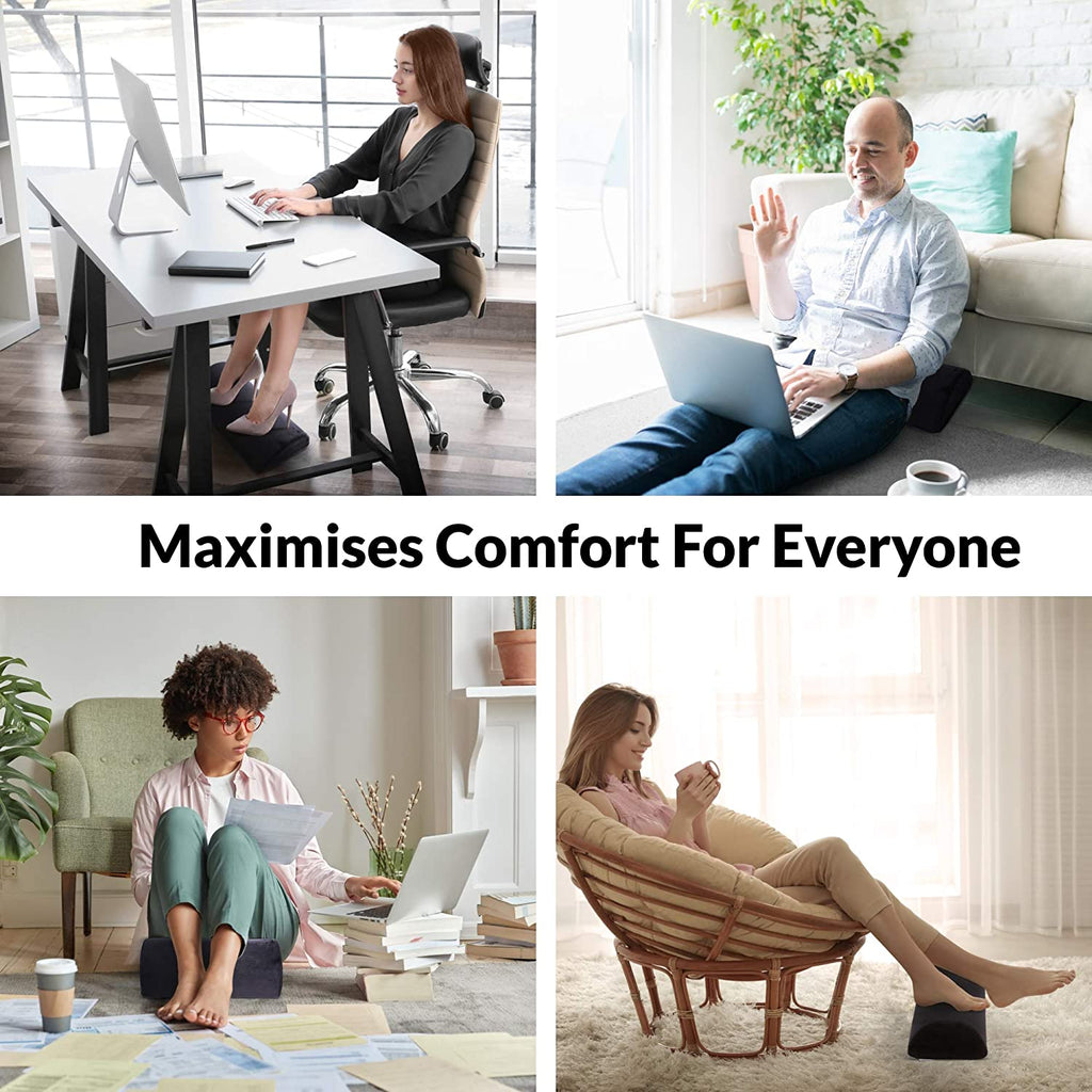 Olsen & Smith Ergonomic D Shape Memory Foam Neck Lower Back Knee Legs Foot Rest Cushion Pillow Under Desk Footrest for Home Work Office Chair, Black