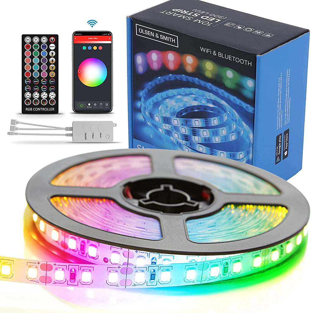 Smart LED Light Strips 5m Colour Changing Music Sync Mood Lights TV Glow Bedroom Living Room Ambiance Party Lighting with Alexa Google Home Bluetooth WiFi App & Remote Control Timer Function