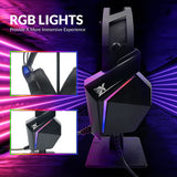 XTREME RGB Gaming Headset Stereo Surround Sound Gaming Headphones with Stand LED Lights & Adjustable Mic for PS4 PS5 PC Xbox One Nintendo Switch Mac  + KEYBOARD + MOUSE + PAD