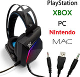 XTREME RGB Gaming Headset Stereo Surround Sound Gaming Headphones with Stand LED Lights & Adjustable Mic for PS4 PS5 PC Xbox One Nintendo Switch Mac  + KEYBOARD + MOUSE + PAD
