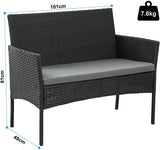 Olsen & Smith Livorno 4 Piece Rattan Effect Outdoor Garden Patio Furniture Set - Love Seat Sofa + 2 Chairs + Table Black Anthracite