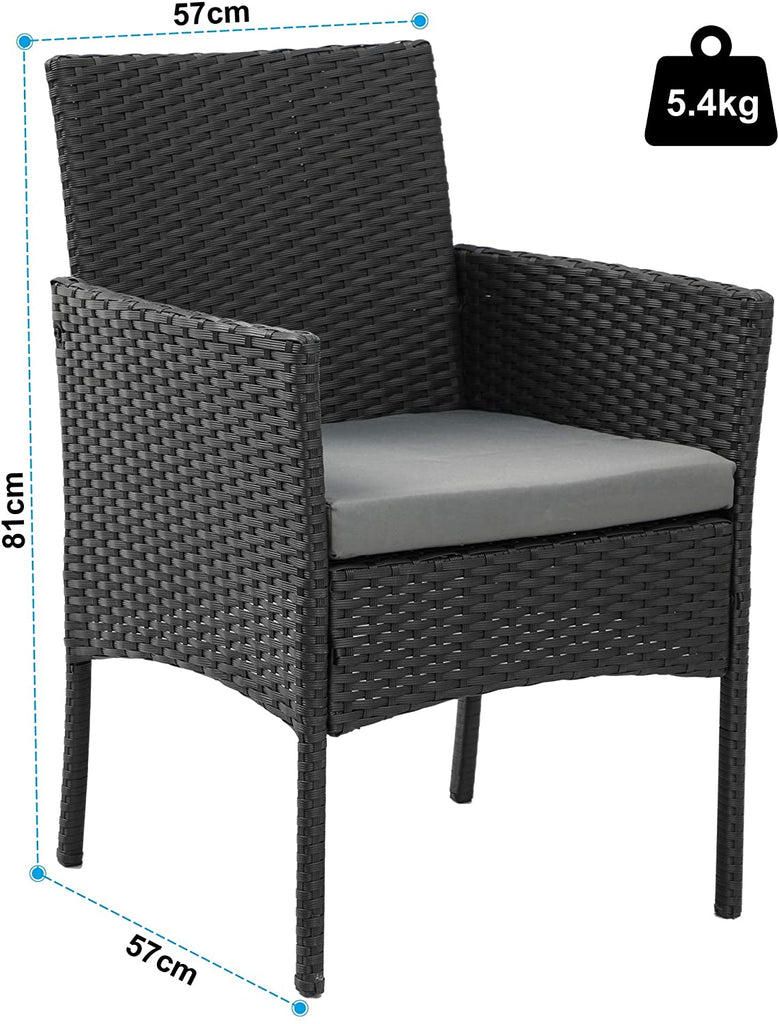 Olsen & Smith Livorno 4 Piece Rattan Effect Outdoor Garden Patio Furniture Set - Love Seat Sofa + 2 Chairs + Table Black Anthracite