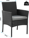 Olsen & Smith Livorno 4 Piece Rattan Effect Outdoor Garden Patio Furniture Set - Love Seat Sofa + 2 Chairs + Table Black Anthracite