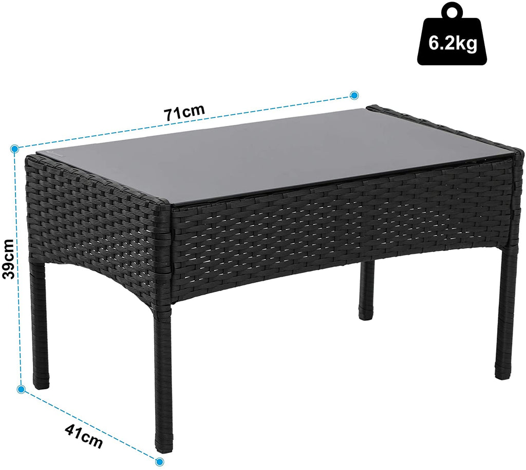 Olsen & Smith Livorno 4 Piece Rattan Effect Outdoor Garden Patio Furniture Set - Love Seat Sofa + 2 Chairs + Table Black Anthracite