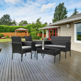 Olsen & Smith Livorno 4 Piece Rattan Effect Outdoor Garden Patio Furniture Set - Love Seat Sofa + 2 Chairs + Table Black Anthracite