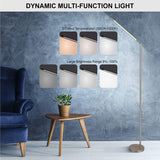 O&S Free Standing LED Floor Lamp Light , 3 Colour Temperatures & Dimmable Brightness Level - Floor Lamps for Reading Living Room Study Modern Silver