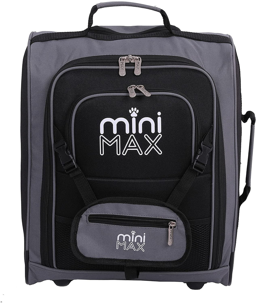 MiniMAX Childrens/Kids Luggage Carry On Trolley Suitcase with Backpack and Pouch for Your Favourite Doll/Action Figure/Bear (Black/Teddy)
