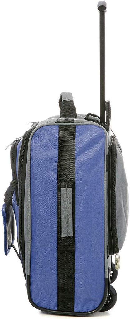 MiniMAX Childrens/Kids Luggage Carry On Trolley Suitcase with Backpack and Pouch for Your Favourite Doll/Action Figure/Bear Blue Set of 2