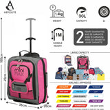 MiniMAX Childrens/Kids Luggage Carry On Trolley Suitcase with Backpack and Pouch for Your Favourite Doll/Action Figure/Bear (Pink + Teddy / Blue + Teddy)