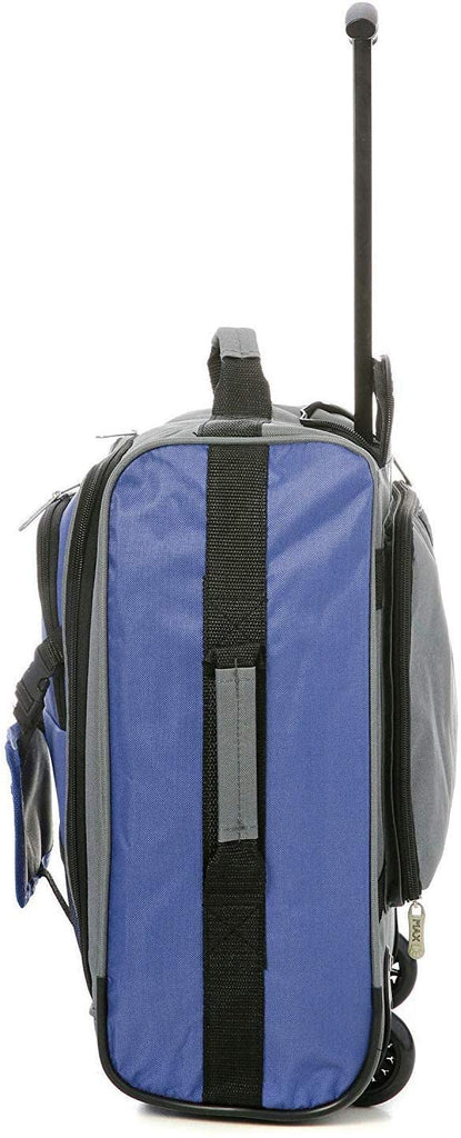 MiniMAX Childrens/Kids Luggage Carry On Trolley Suitcase with Backpack and Pouch for Your Favourite Doll/Action Figure/Bear (Blue/Teddy)