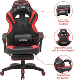 Olsen & Smith XTREME New and Improved 2022 Model Gaming Chair Ergonomic Office Desk PC Computer Recliner Swivel Chair Detachable Padded Head Rest Lumbar Support Cushion & Footrest (Black/Red)