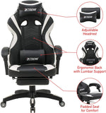 Olsen & Smith XTREME New and Improved 2022 Model Gaming Chair Ergonomic Office Desk PC Computer Recliner Swivel Chair Detachable Padded Head Rest Lumbar Support Cushion & Footrest (Black/White)