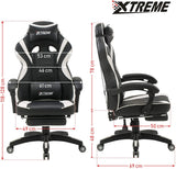 Olsen & Smith XTREME New and Improved 2022 Model Gaming Chair Ergonomic Office Desk PC Computer Recliner Swivel Chair Detachable Padded Head Rest Lumbar Support Cushion & Footrest (Black/White)