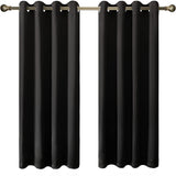 Olsen & Smith Black Thermal Insulating Blackout Curtains Eyelet Set Thermally Insulated for Summer & Winter Home Bedroom Living Room