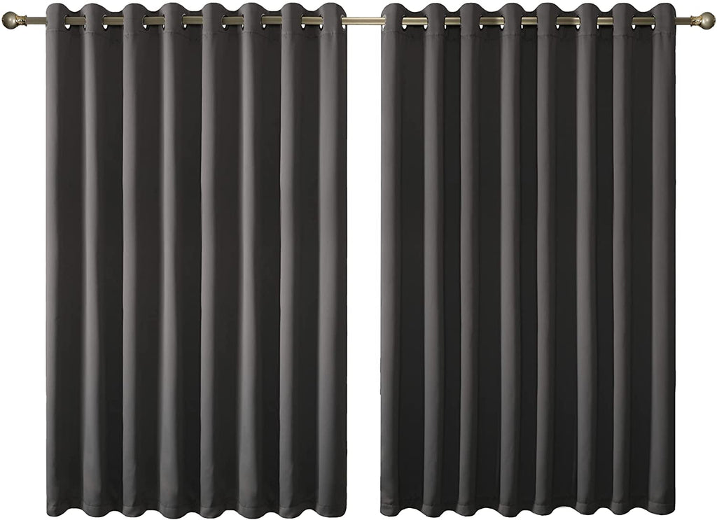 Olsen & Smith Black Thermal Insulating Blackout Curtains Eyelet Set Thermally Insulated for Summer & Winter Home Bedroom Living Room