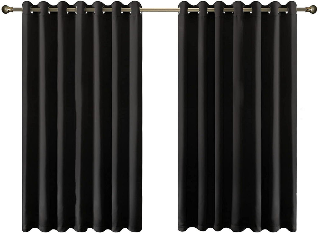 Olsen & Smith Black Thermal Insulating Blackout Curtains Eyelet Set Thermally Insulated for Summer & Winter Home Bedroom Living Room