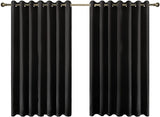 Olsen & Smith Black Thermal Insulating Blackout Curtains Eyelet Set Thermally Insulated for Summer & Winter Home Bedroom Living Room