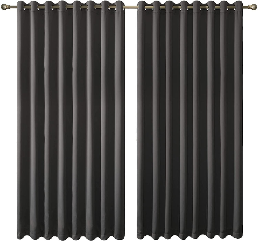 Olsen & Smith Black Thermal Insulating Blackout Curtains Eyelet Set Thermally Insulated for Summer & Winter Home Bedroom Living Room