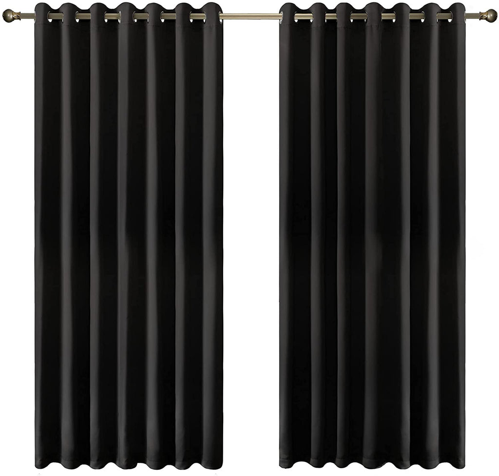 Olsen & Smith Black Thermal Insulating Blackout Curtains Eyelet Set Thermally Insulated for Summer & Winter Home Bedroom Living Room
