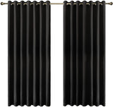 Olsen & Smith Black Thermal Insulating Blackout Curtains Eyelet Set Thermally Insulated for Summer & Winter Home Bedroom Living Room