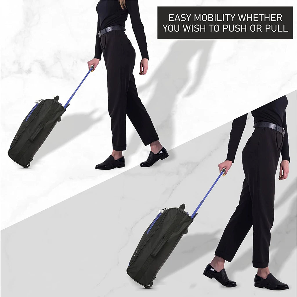 Set of 3 Super Lightweight 5 Cities 21"/55cm Cabin Approved Carry On 2 Wheel Suitcase Trolley Bags Hand Luggage with Sturdy Frame Blue + Black