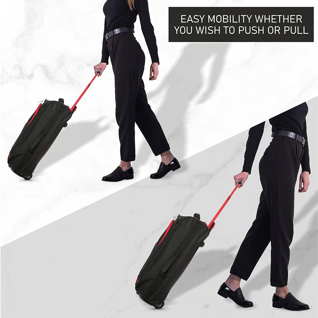 Set of 3 Super Lightweight 5 Cities 21"/55cm Cabin Approved Carry On 2 Wheel Suitcase Trolley Bags Hand Luggage with Sturdy Frame Red + Black