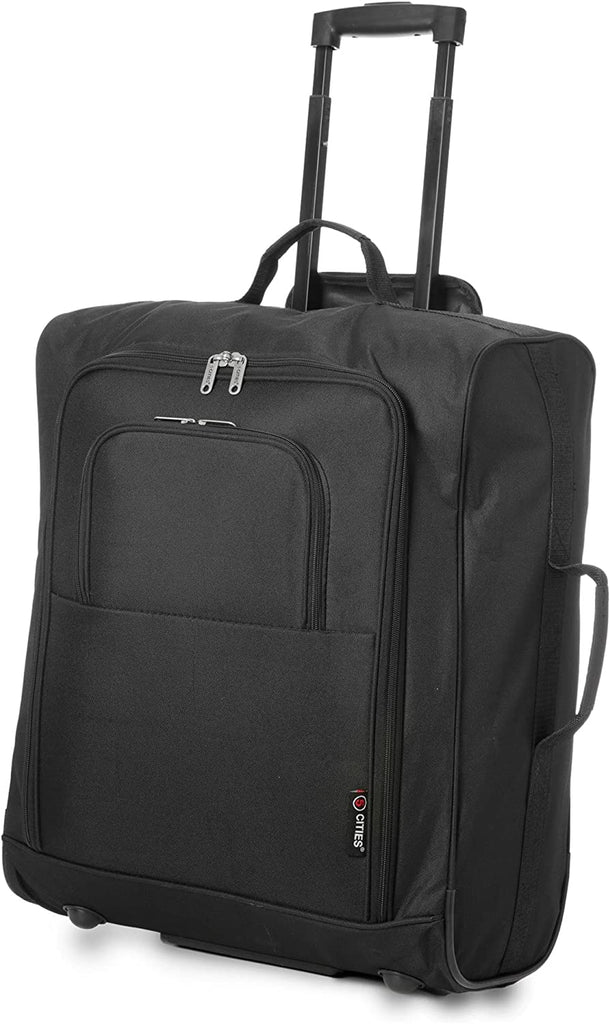 Set of 2 British Airways Jet 2 & easyJet Plus/Flexi 56x45x25cm Maximum Cabin Hand Luggage Approved Trolley Bag, Huge 60L Capacity, Black