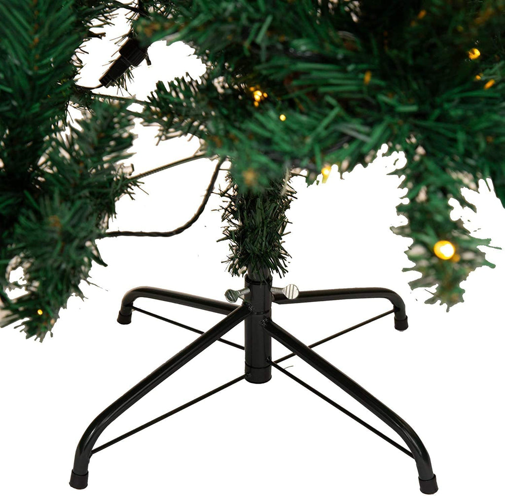 Olsen & Smith 6ft (6 Feet) 1.8m 700 Tips Pre Lit Christmas Tree with Lights (300 Warm White LED Lights) Festive Artificial Pine Indoor Xmas tree