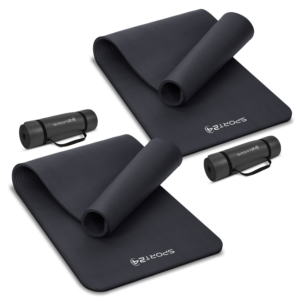 Sport24 Yoga Mat NBR Non-slip Multipurpose- Pilates, Ab workouts, Stretching, Push ups, Gymnastics- 183cm X 62cm X 1cm with Carry Strap- Men/Women