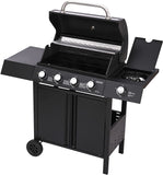 Olsen & Smith 4+1 Gas Burner Garden Outdoor BBQ Barbecue Grill 4 Burners with Side Burner Hotplate & Storage 2 Wheels - Black