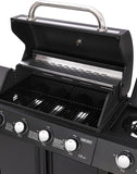 Olsen & Smith 4+1 Gas Burner Garden Outdoor BBQ Barbecue Grill 4 Burners with Side Burner Hotplate & Storage 2 Wheels - Black