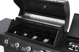 Olsen & Smith 4+1 Gas Burner Garden Outdoor BBQ Barbecue Grill 4 Burners with Side Burner Hotplate & Storage 2 Wheels - Black