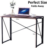 Folding Computer Desk Table, Compact Foldable Home Office Computer PC Laptop Workstation Desk Table for Home Office, Wood & Metal, Brown Black - Packed Direct UK