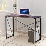 Folding Computer Desk Table, Compact Foldable Home Office Computer PC Laptop Workstation Desk Table for Home Office, Wood & Metal, Brown Black - Packed Direct UK