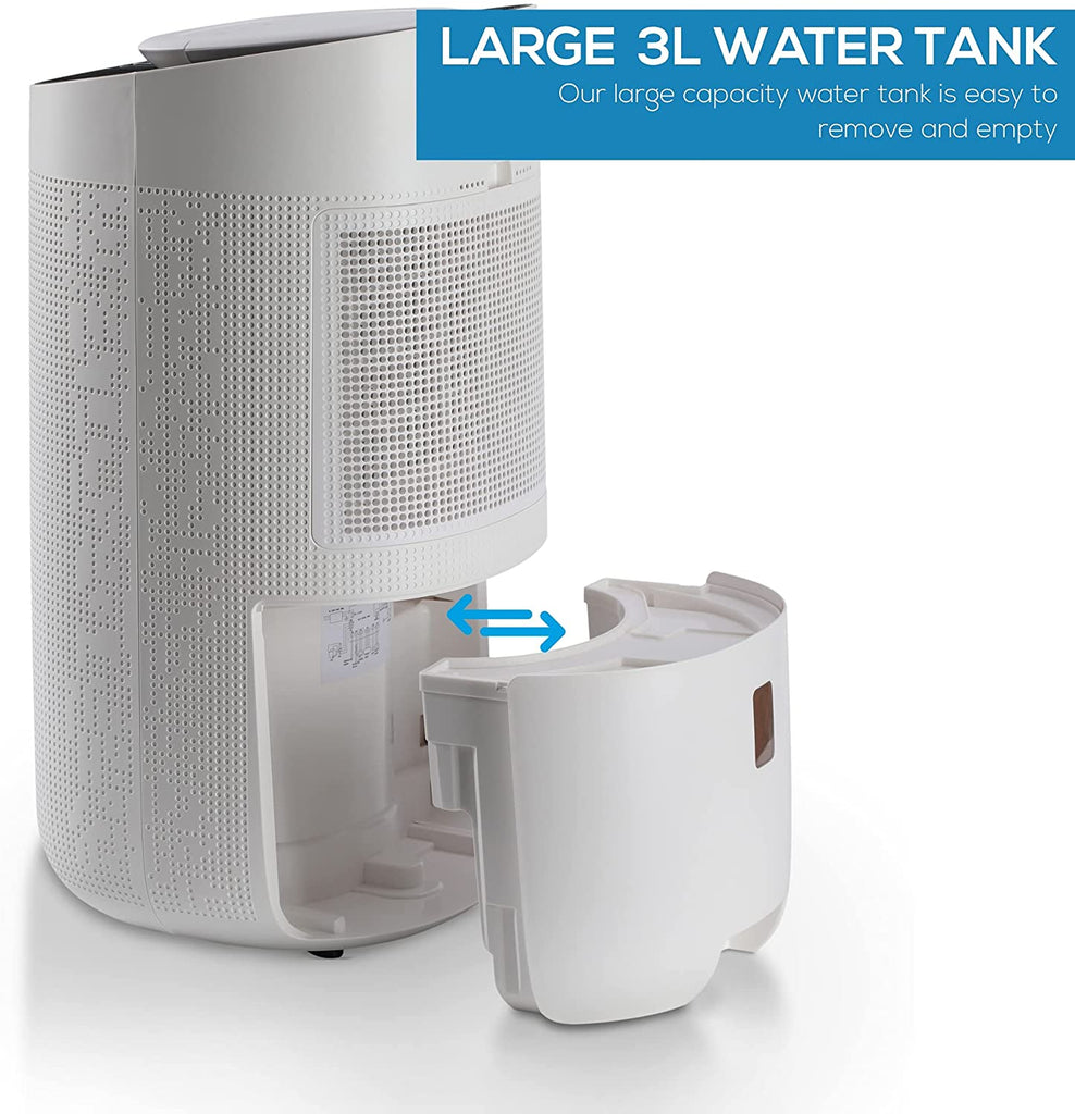 Olsen & Smith 12L/Day Portable Electric Dehumidifier Dehumidifiers for Home Damp Bedroom Kitchen Bathroom Garage Basement with 3L Tank & 2m Drain Hose - Packed Direct UK