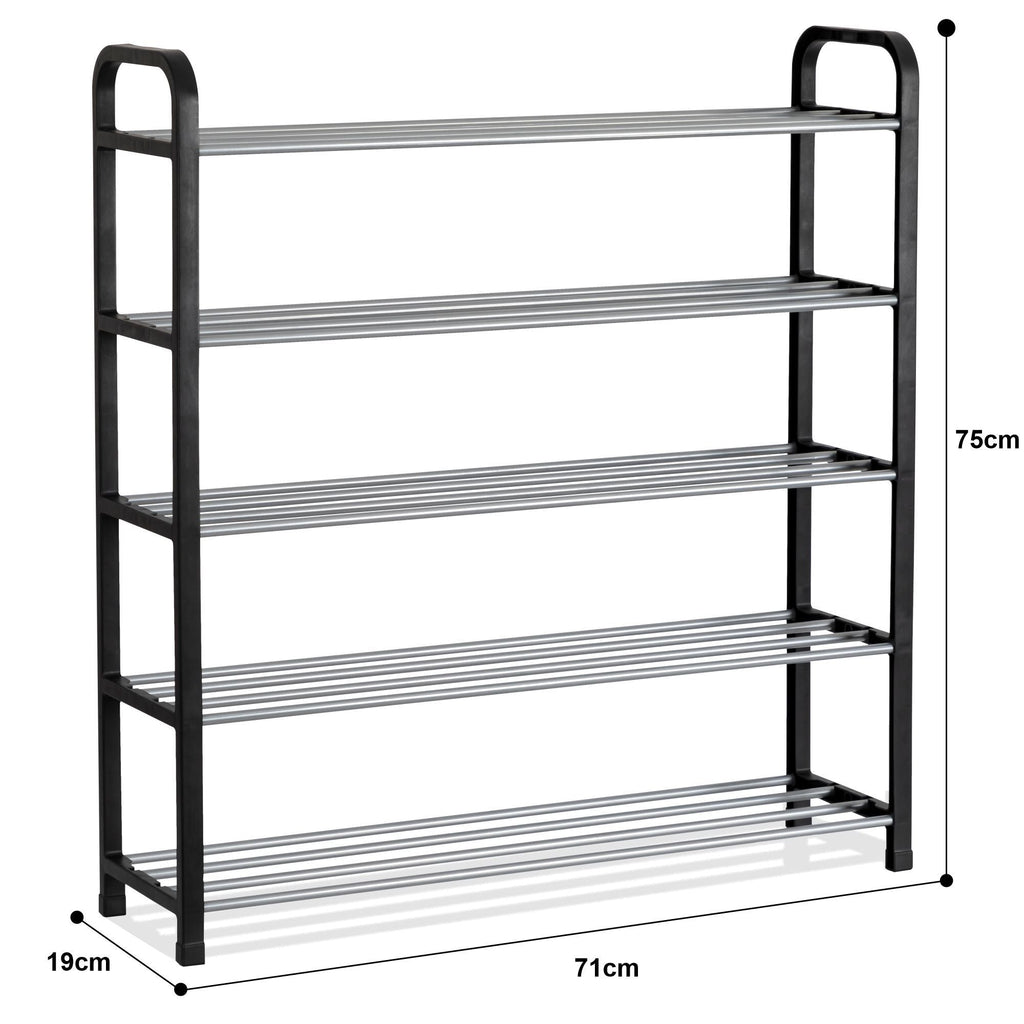 Olsen & Smith 3 Tier Shoe Storage Rack Organiser Small , Quick Assembly No Tools Required, Holds 12 to 15 pairs (W) 92cm x (H) 54cm x (D) 29cm Black - Packed Direct UK