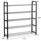 Olsen & Smith 3 Tier Shoe Storage Rack Organiser Small , Quick Assembly No Tools Required, Holds 12 to 15 pairs (W) 92cm x (H) 54cm x (D) 29cm Black - Packed Direct UK