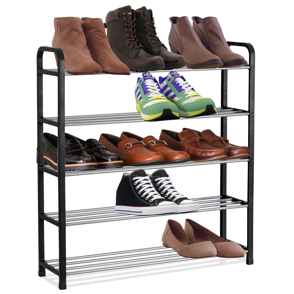 Olsen & Smith 3 Tier Shoe Storage Rack Organiser Small , Quick Assembly No Tools Required, Holds 12 to 15 pairs (W) 92cm x (H) 54cm x (D) 29cm Black - Packed Direct UK