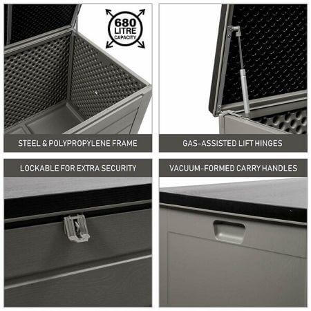 Olsen & Smith Large 680L Plastic Garden Bench Storage Box - Packed Direct UK