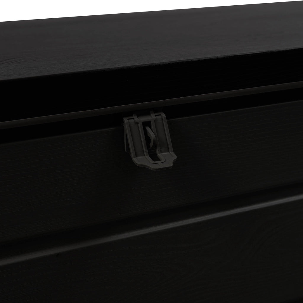 Olsen & Smith Outdoor Plastic Garden Storage Box Bench Shed -Weatherproof Sit On Wood Effect Chest (830L, Anthracite) - Packed Direct UK
