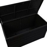 Olsen & Smith Outdoor Plastic Garden Storage Box Bench Shed -Weatherproof Sit On Wood Effect Chest (830L, Anthracite) - Packed Direct UK